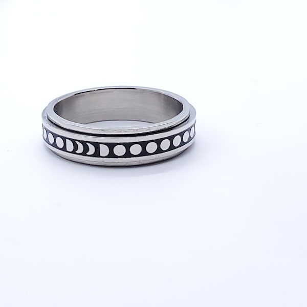 Titanium Moon Phase Spinning Ring, Spinner Ring, Moon Ring,