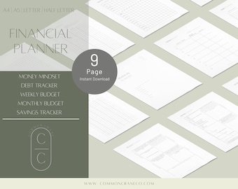 Financial Planner Refill| Printable Planner Inserts| A4, A5, Letter, Half Letter| Minimalist| Instant Download