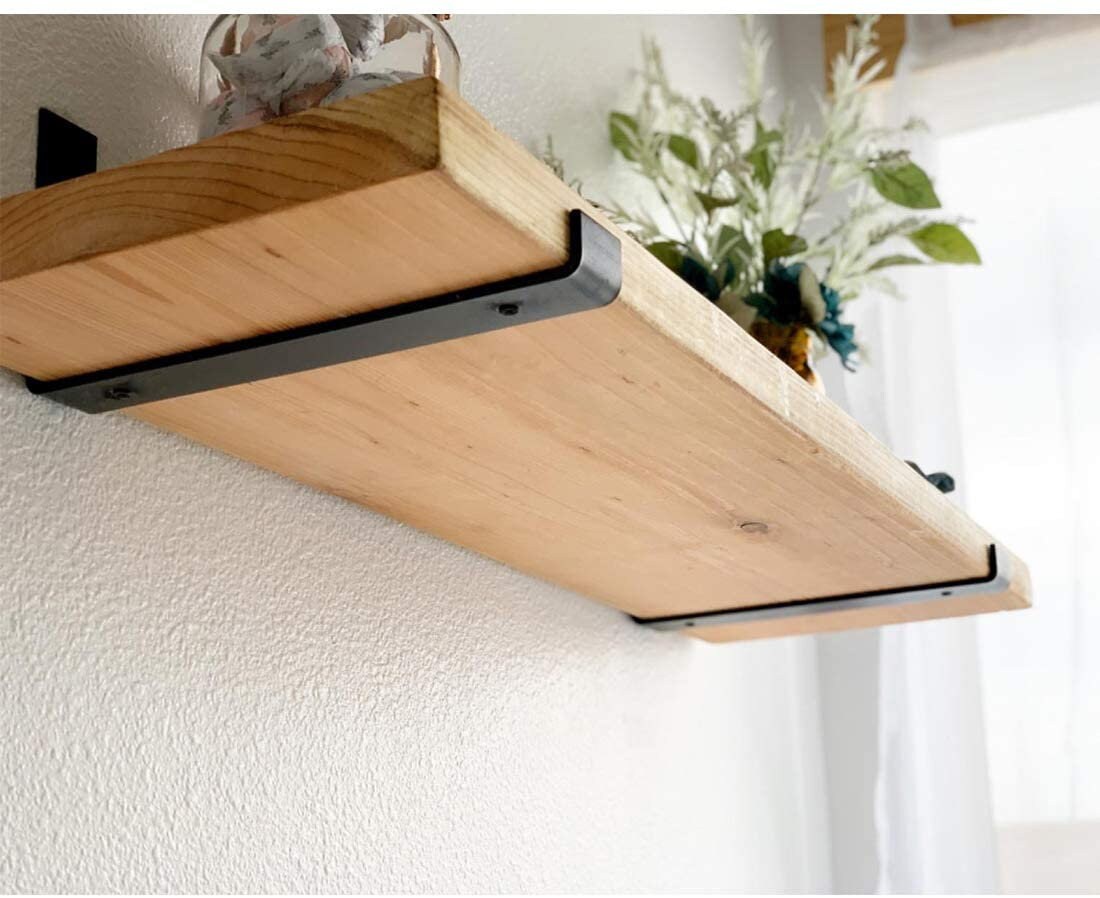 4 Pack - Shelf Bracket, Floating Shelf Bracket, Metal Shelf Bracket, Black Shelf Bracket, Iron Shelf Bracket, Mantel Bracket