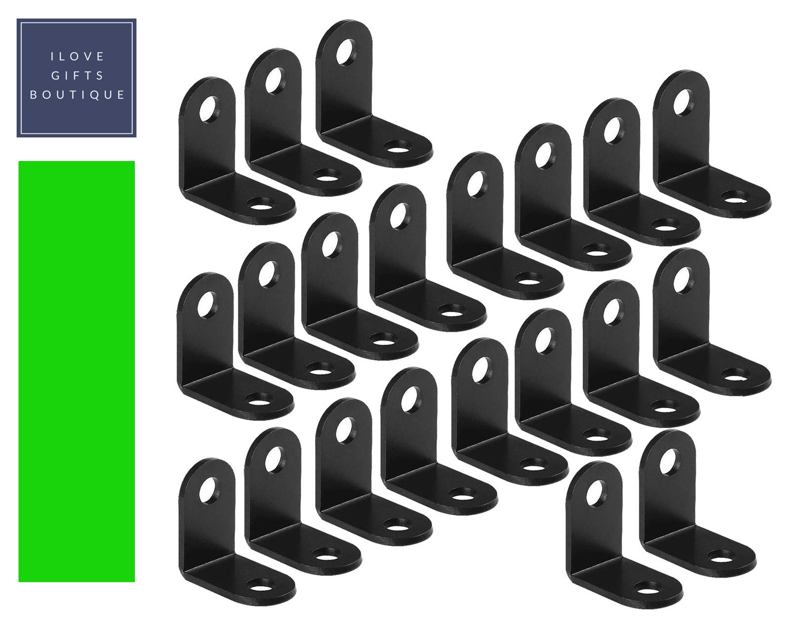 50 PCS Black Corner Brace, Black L Shaped Bracket Small Angle Bracket Joint Bracket Fastener for Wood Shelf, Cabinet, Chair, Table, Door