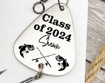 Grad Fish Fishing Lure - Personalized Graduation Lure - Class Of 2024 - Highschool Graduation College Middle School - Brother Son - Fishing