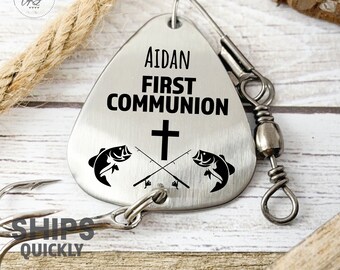 First Communion Fishing Lure - Personalized Gift For Godly Person - First Communion - Christmas - Father's Day - Cross Christianity Religion