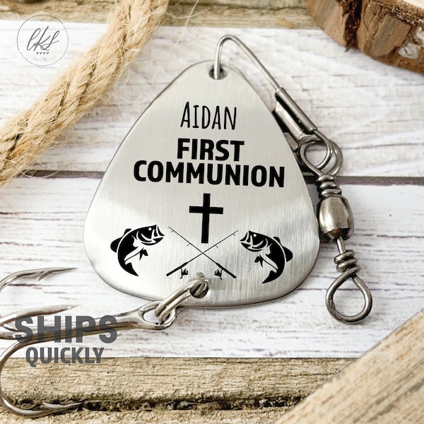 First Communion Fishing Lure - Personalized Gift For Godly Person - First Communion - Christmas - Father's Day - Cross Christianity Religion