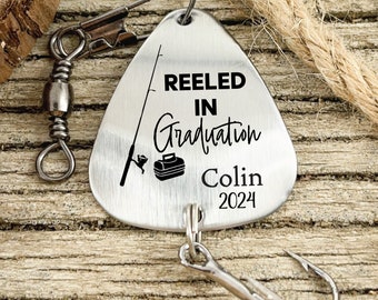 Grad Reeled Fishing Lure - Personalized Graduation Lure - Highschool Graduation College - Brother For Son - Reeled In Graduation - 2024