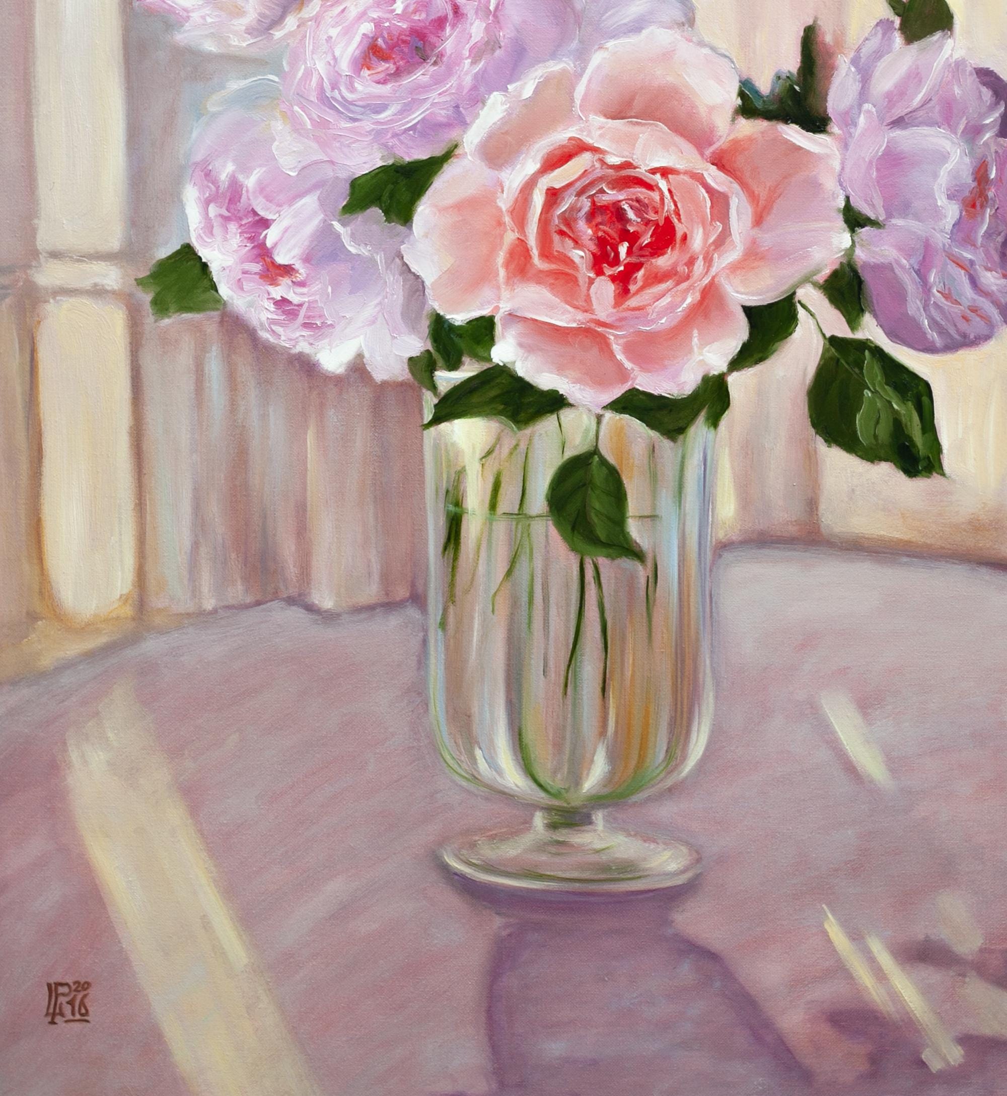 売却済み 花瓶のバラ：額装済み花柄油絵静物画、50 x 70 cm - Etsy 日本
