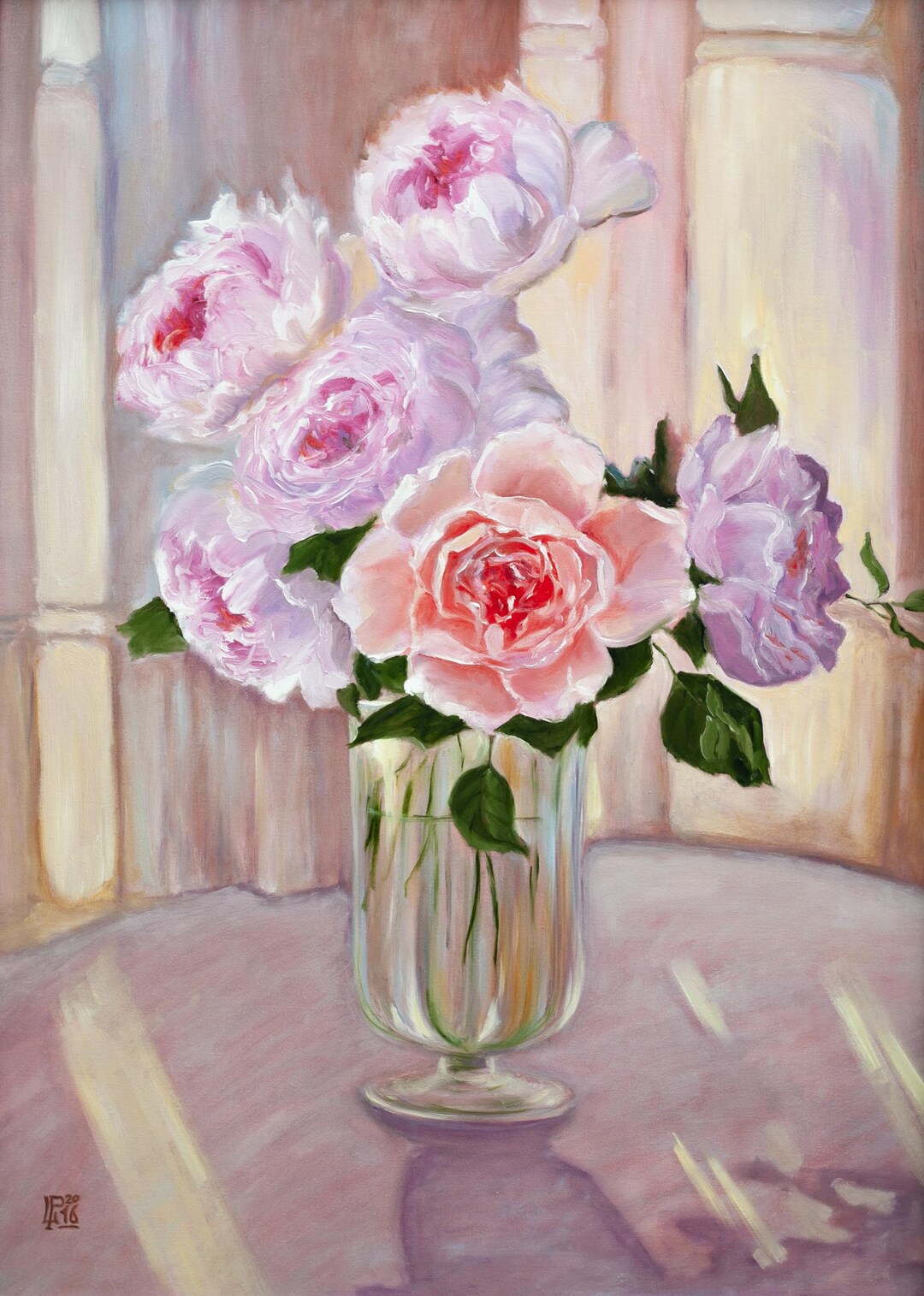売却済み 花瓶のバラ：額装済み花柄油絵静物画、50 x 70 cm - Etsy 日本