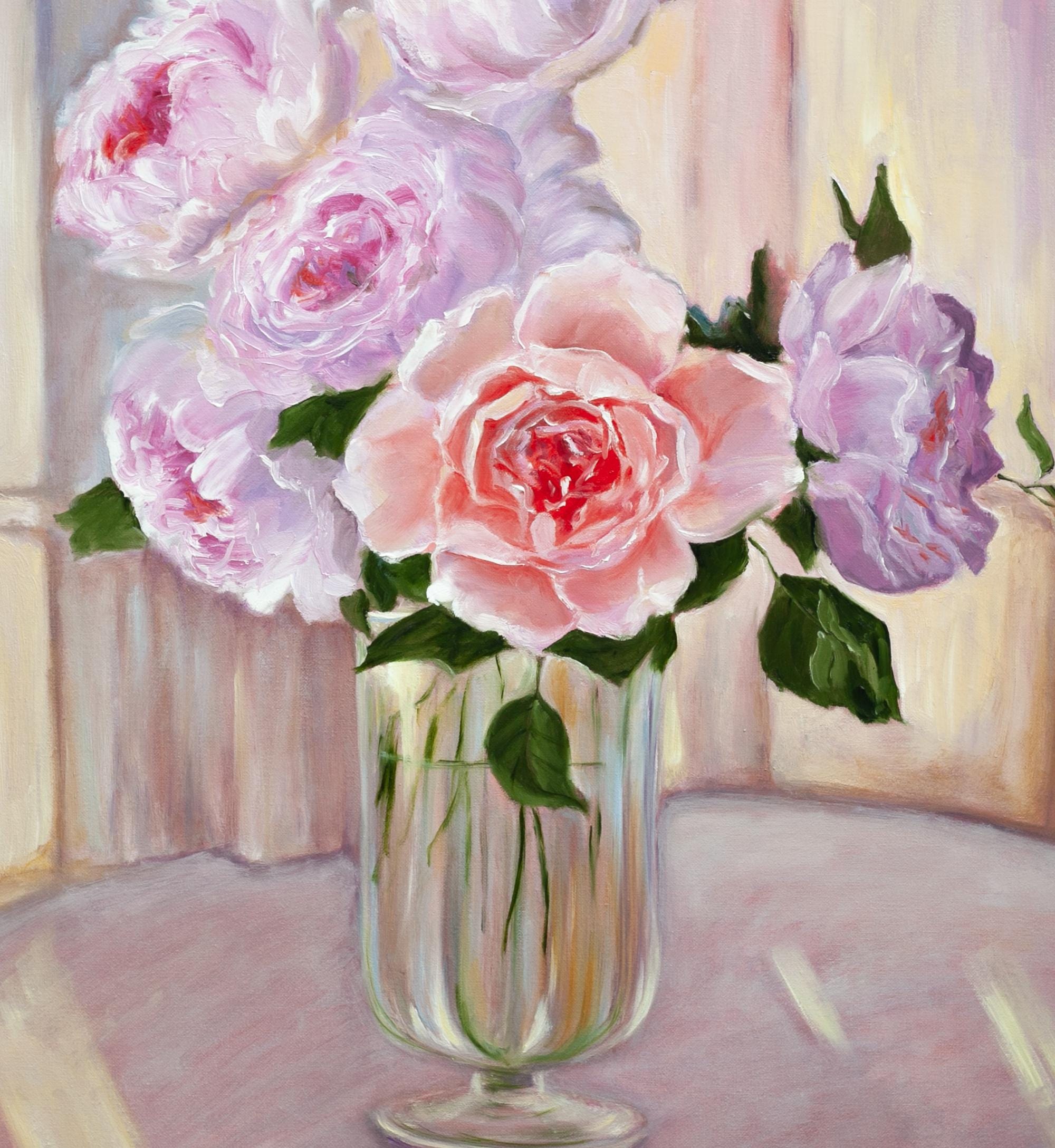 売却済み 花瓶のバラ：額装済み花柄油絵静物画、50 x 70 cm - Etsy 日本