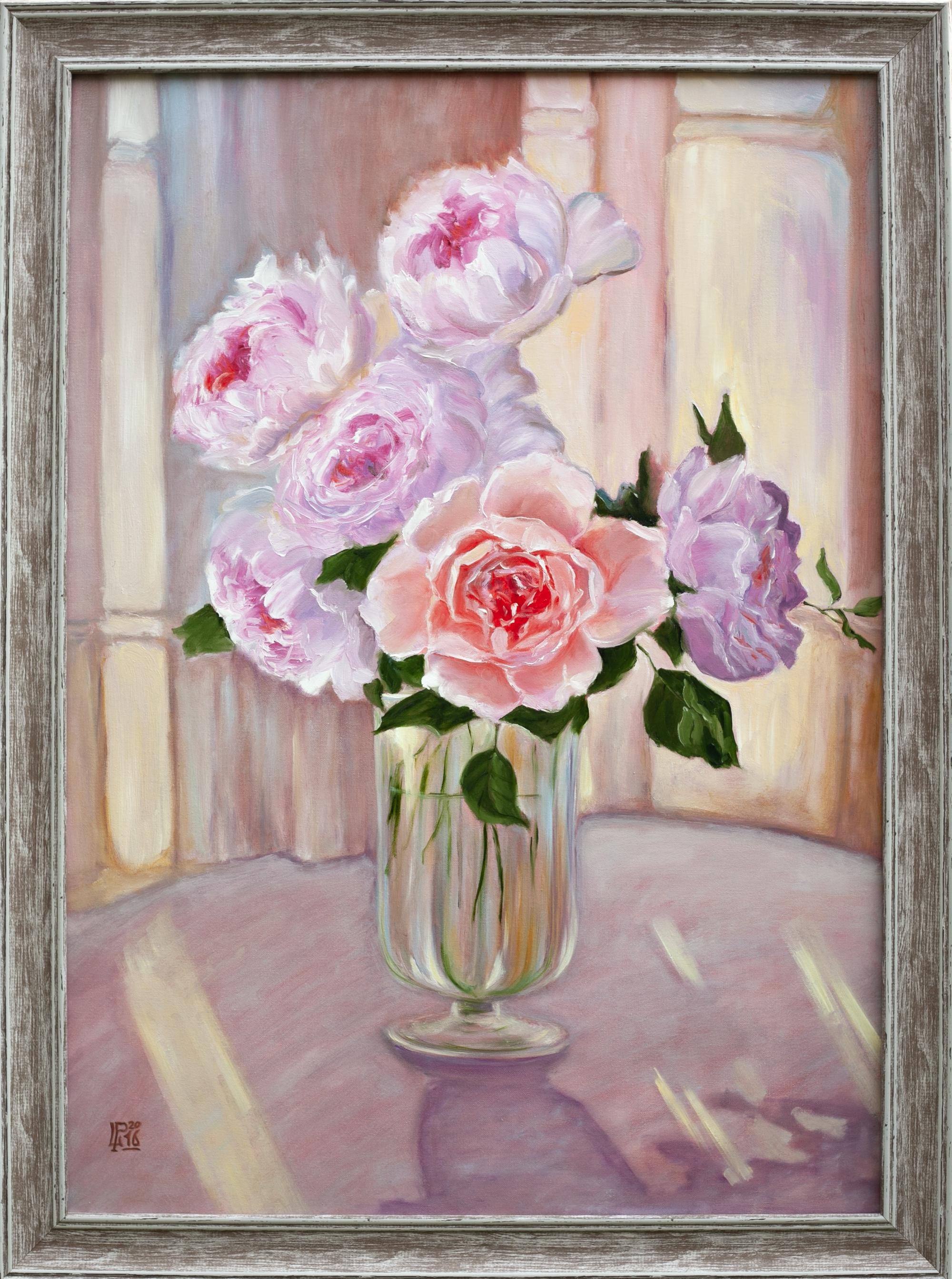 売却済み 花瓶のバラ：額装済み花柄油絵静物画、50 x 70 cm - Etsy 日本