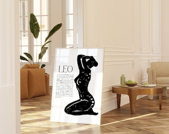 Zodiac Wall Art Zodiac Art Print Leo Zodiac Poster Leo Poster Leo Print Star Sign Poster Zodiac Wall Decor Astrology Lover Gift