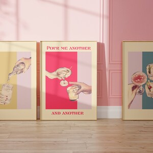 Retro Maximalist Kunstdrucke Maximalist Print Cocktail Wand Kunst Bar Poster Happy Hour Art Drinks Poster Digitales Blush Wand Dekor Feminine Kunst