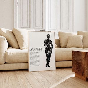 Scorpio Poster Scorpio Wall Print Scorpio Art Print Zodiac Sign Poster Zodiac Print Trendy Feminine Wall Art Modern Art Print Girly Wall Art
