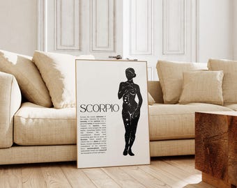 Scorpio Poster Scorpio Wall Print Scorpio Art Print Zodiac Sign Poster Zodiac Print Trendy Feminine Wall Art Modern Art Print Girly Wall Art