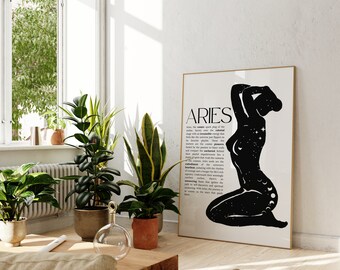 Zodiac Wall Art Zodiac Art Print Aries Zodiac Poster Aries Poster Aries Print Star Sign Poster Zodiac Wall Decor Astrology Lover Gift