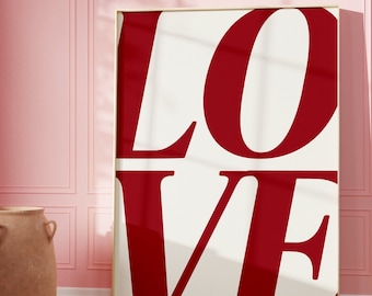 Love Wall Art Print Trendy Love Print Download Red Love Poster Trendy Poster Couples Art Print Modern Aesthetic Room Decor Romantic Wall Art