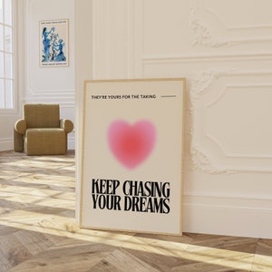 Arte de pared motivacional, impresión de arte de pared espiritual, póster de aura de corazón, arte de pared inspirador, arte de pared femenino, decoración de dormitorio, arte de cita estética