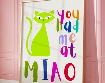 Funny Cat Art Print Cat Wall Art Printable Maximalist Cat Poster Maximalist Animal Poster Colorful Cat Print Cat Pop Art Gift for Cat Lover