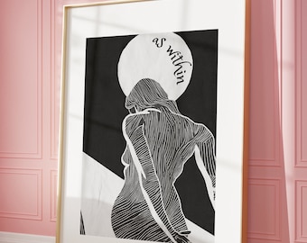 Divine Feminine Wall Art, Goddess Poster, Boho Spiritual Print, Sacred Feminine Decor, Witchy Bedroom Art, Instant Digital Download