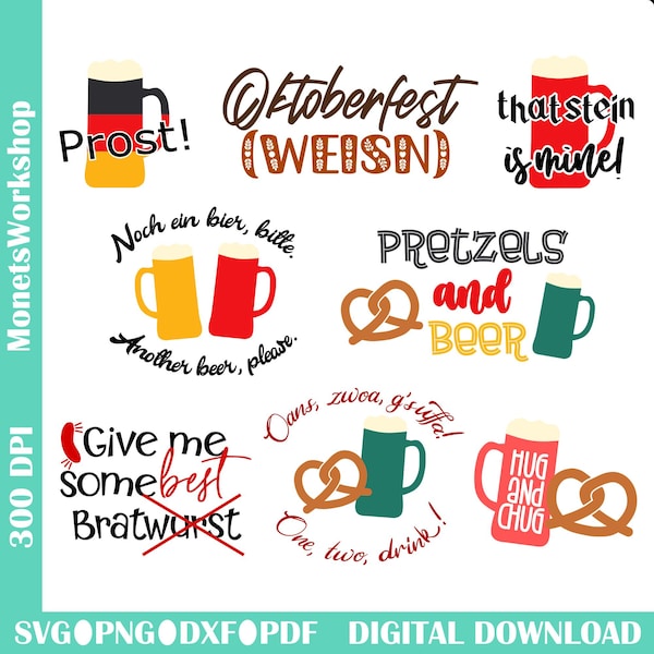 Oktoberfest SVG PNG Bundle: German Harvest Beer Designs (Digital Download)
