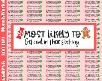 Family Christmas SVG Bundle, Funny "Most Likely To" Shirt SVG PNG (Digital Download)