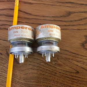Amperex 7609 Orange Globe Power Tube Date Matched Pair Vintage