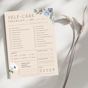Daily Self-care Checklist Printable Personalised Wellness Planner PDF ...