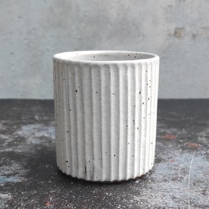 Handmade Ceramic Cup / Carved / Handleless Mug / White Speckled Tumbler / Flat White Cup / Pottery Cup / Rustic Earthy / Minimalist / Scandi