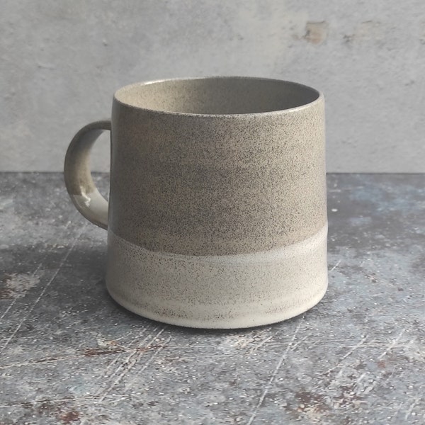 Two Tone Handmade Ceramic Mug / Coffee Mug / Tea Mug / Speckled Grey White / Rustic And Earthy / Pottery / Minimalist / Scandi