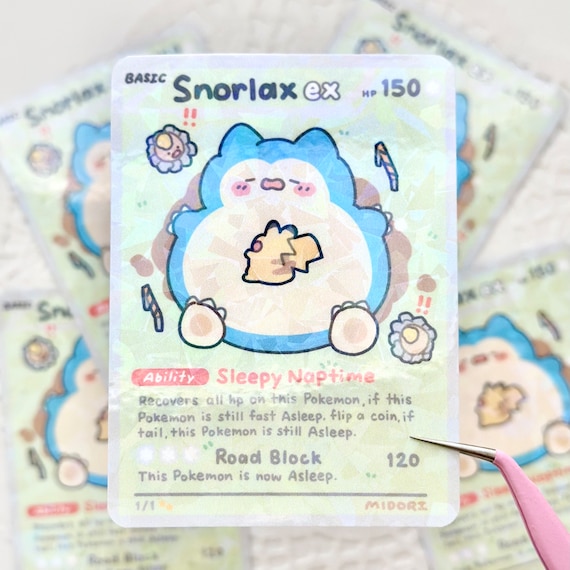 Snore EX Custom Fanmade Card | Holographic Collectible Card | Vinyl Sticker