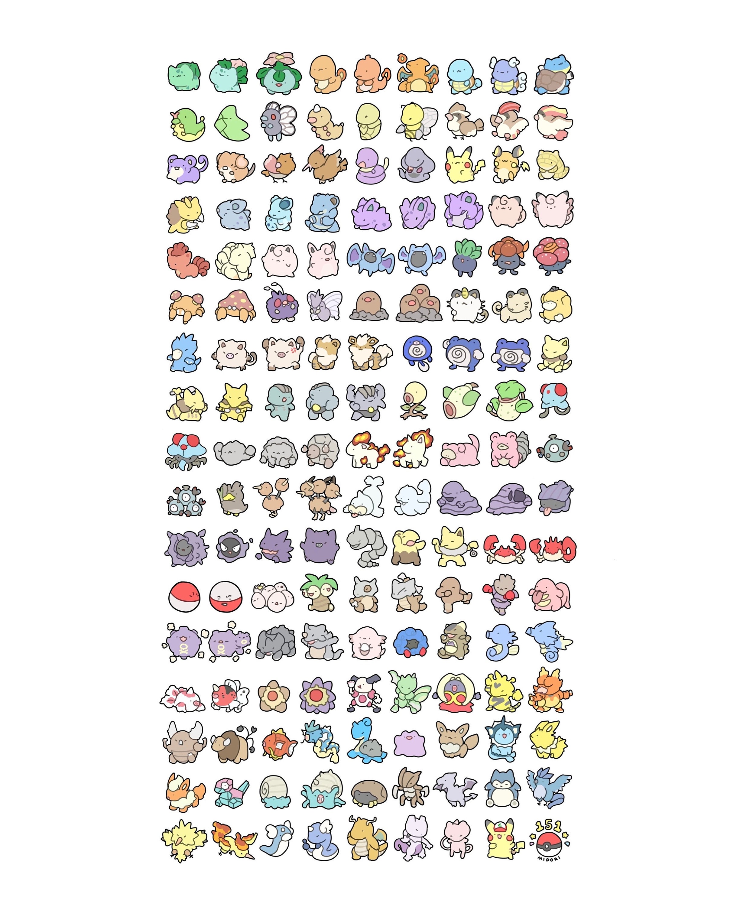 ポケモン第1世代 001-151 ビニールステッカーシート | ミニステッカー