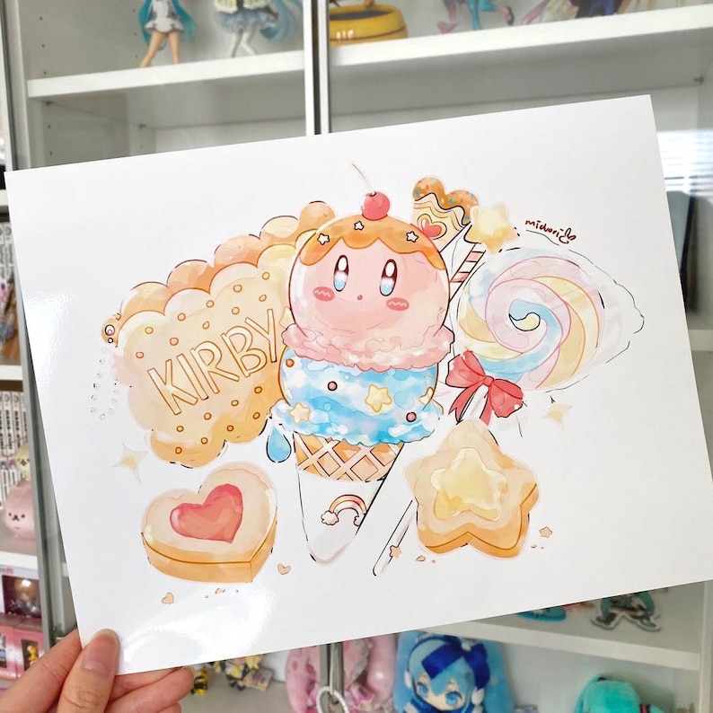 A4 Size Kirby Pastel Dessert Large Art Print Etsy