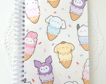 Animal Ice Cream Reusable Sticker Book l A5 5x7 Hardcover Album l 50 pages