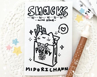 Snacks Mini Zine Art Booklet - Inktober - Coloring Book