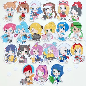 Chibi Poke Trainers & Gym Leaders Vinyl Sticker