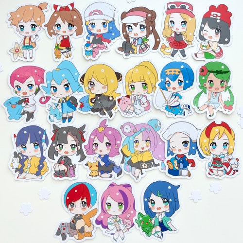 Chibi Poke Trainers & Gym Leaders Vinyl Sticker