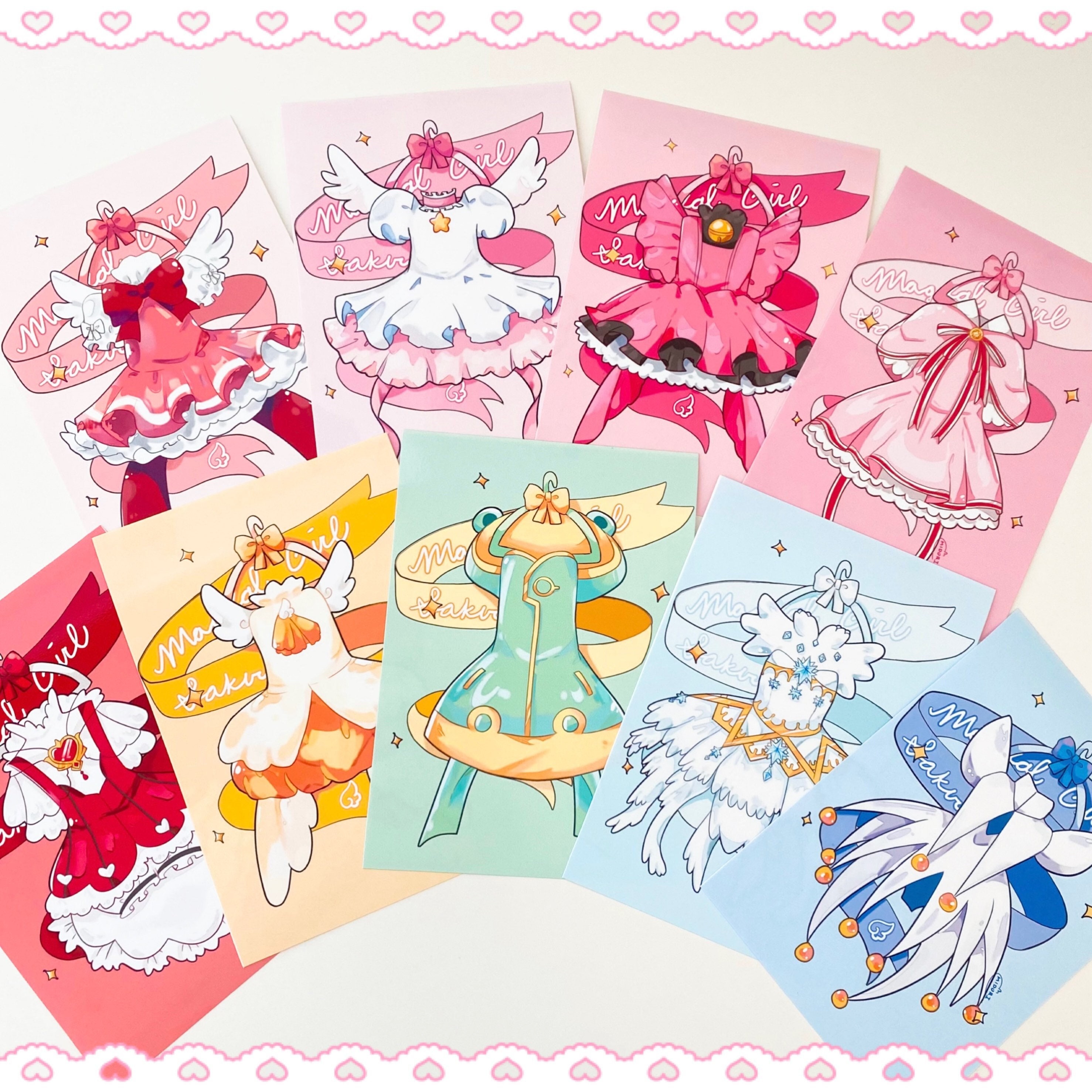 Battle Costume Dresses Mini Art Prints | Outfit Wardrobe | CCS Anime  Magical Girl Sakura - Etsy