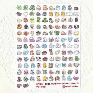 Arkusz naklejek winylowych Poké Gen 9 906-1025 | 122 miniaturowe naklejki, w tym warianty regionalne!