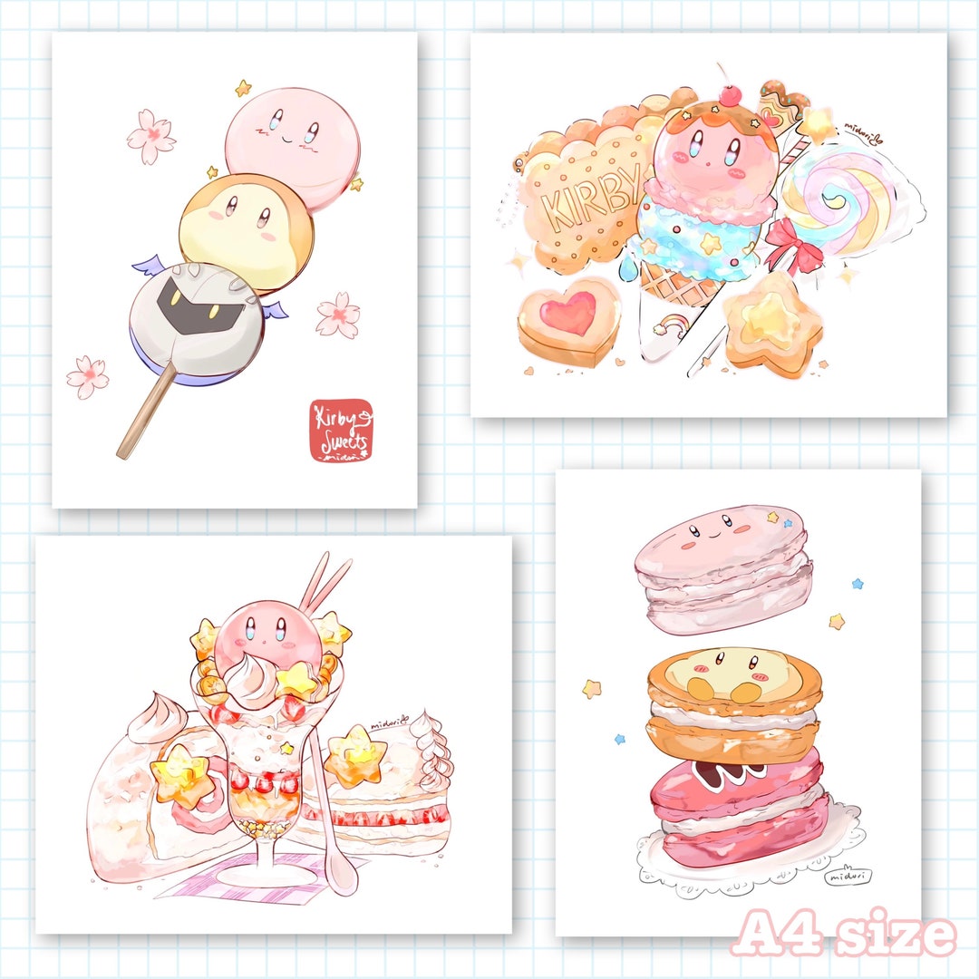 A4 Size Kirby Pastel Dessert Large Art Print Etsy