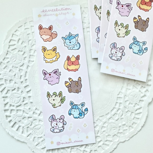 Derpy Eeveelution Vinyl Sticker Sheet | 15 stickers!