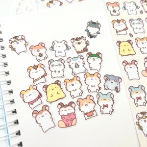 Pastell Tiny Derpy Ham Hamster Vinyl Aufkleber Bogen | 18 Aufkleber!