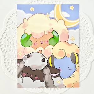 Dreamy Night Time Sheep Mini Art Print