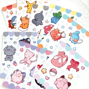 Hoja de calcomanías de vinilo tipo Poke de PKMN / ¡12 calcomanías!