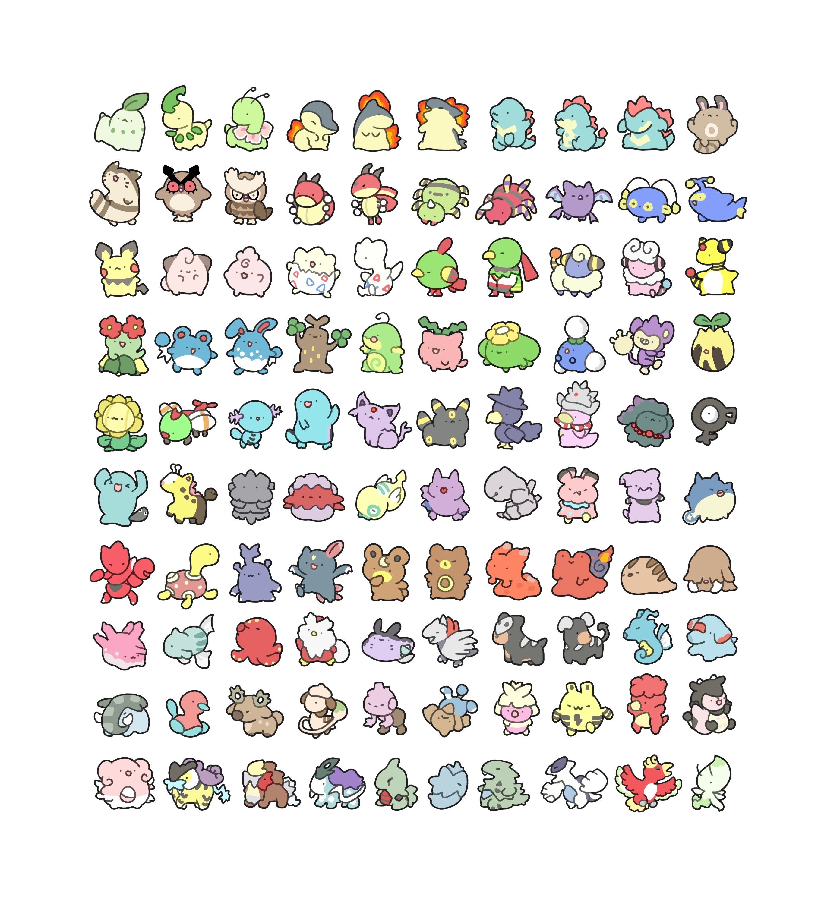 ポケモン第2世代 152-251 ビニールステッカーシート | ミニステッカー