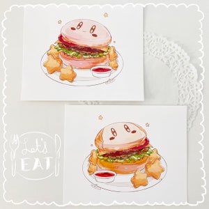 Kirby Cafe Burger Mini Art Print