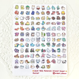 Arkusz naklejek winylowych Poké Gen 8 810-905 | 117 małych naklejek, w tym warianty regionalne!