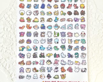 May include: A sticker sheet featuring Pokemon from generations 1 through 8. The sheet is white with a colorful array of Pokemon characters. The sheet is labeled "810-905 Pokemon Sticker Sheet Galar" and includes the social media handle "@midori_chann".