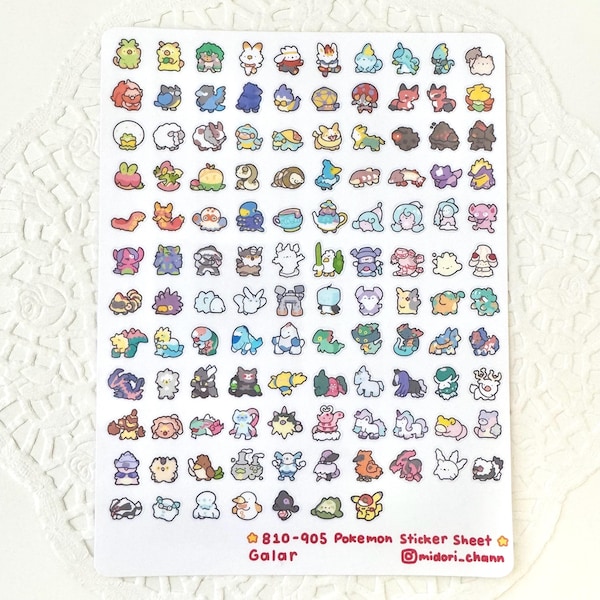 Poké Gen 8 810-905 vinylstickervel | 117 ministickers inclusief regionale varianten!