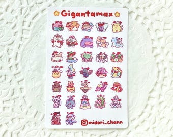 Foglio di adesivi giganti in vinile Poké / 32 mini adesivi!