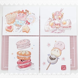 Mini impresión artística de postre pastel de hojaldre rosa