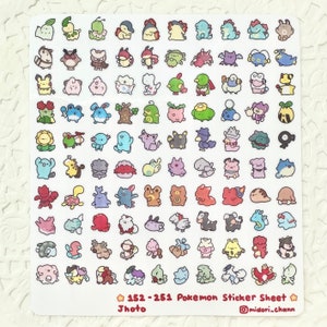 Poké Gen 2 Johto 152-251 Vinyl Sticker Sheet | 100 mini stickers!