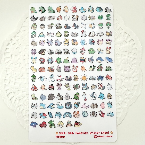 Poké Gen 3 Hoenn 252-386 Vinyl Sticker Sheet | 136 mini stickers!